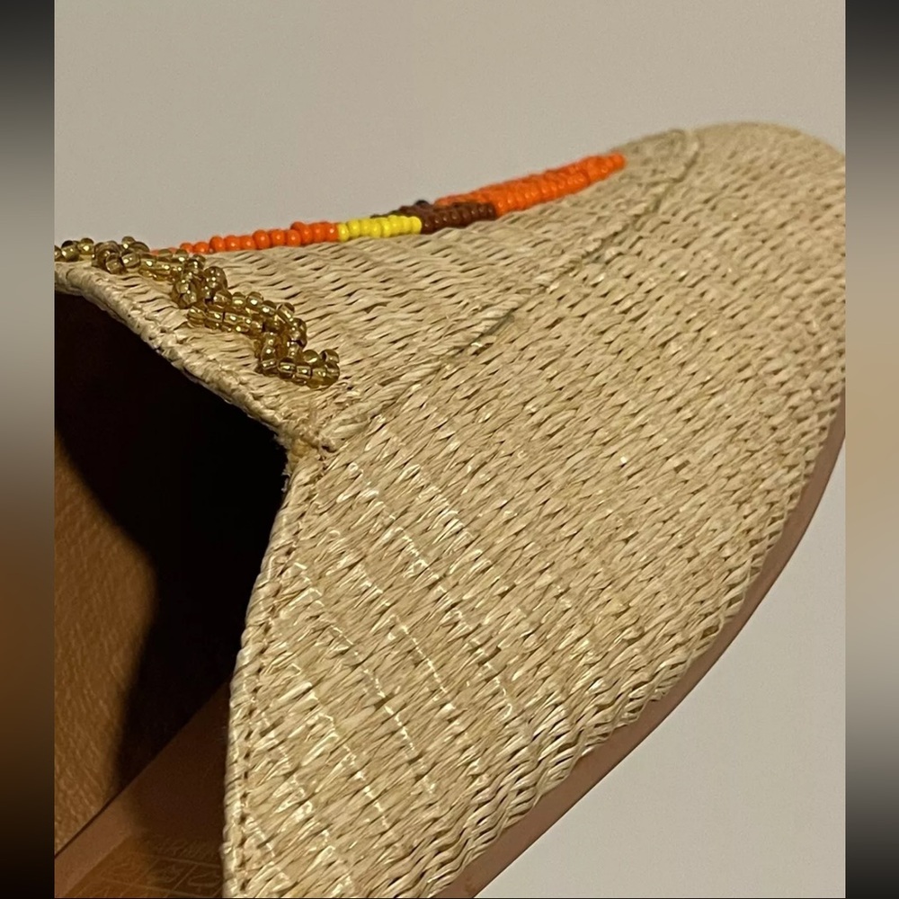 Farm Rio MACAW Womens 7 Tropical Raffia Mules Straw Embroidered Flats Shoes - Picture 13 of 16